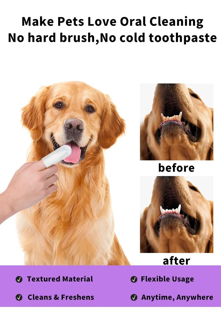 Pet Dental Finger Wipes for Dogs & Cats — 50 pcs